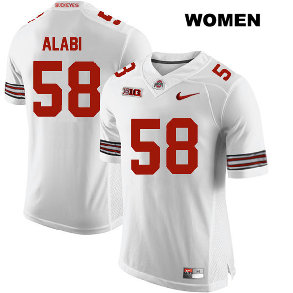 Ohio State Buckeyes Women's Joshua Alabi #58 White Authentic Nike College NCAA Stitched Football Jersey KR19A37BU
